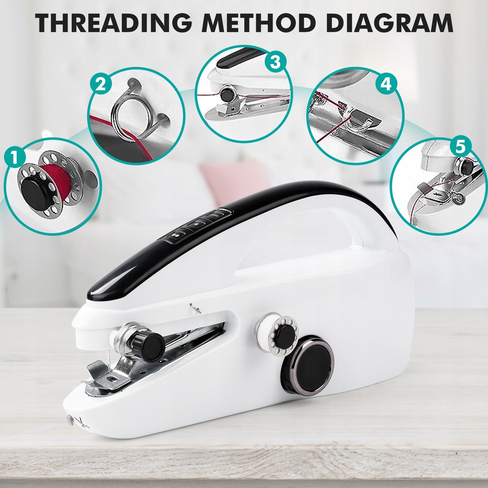 SMALL PORTABLE MANUAL SEWING MACHINE BLACK Packaging status original
