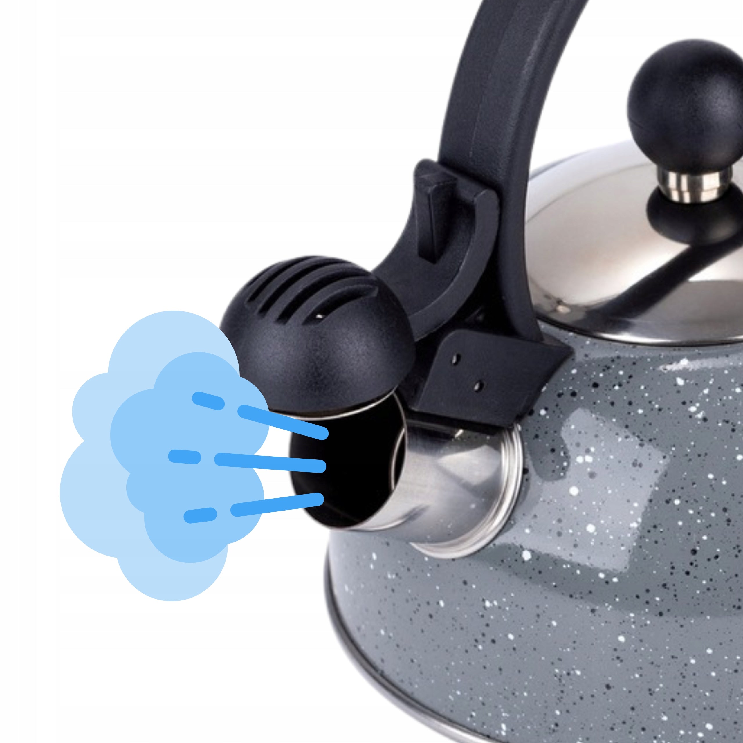 SMALL STEEL KETTLE 1,5L STYLISH GAS KETTLE INDUCTION GREY SPECKLED Manufacturer code E-5180