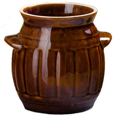 SMALL STONEWARE BARREL POT FOR PICKING CUCUMBERS CABBAGES, CERAMIC, 1.2L Color brown