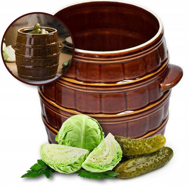 SMALL STONEWARE BARREL POT FOR PICKING CUCUMBERS CABBAGES, CERAMIC, 3.2L