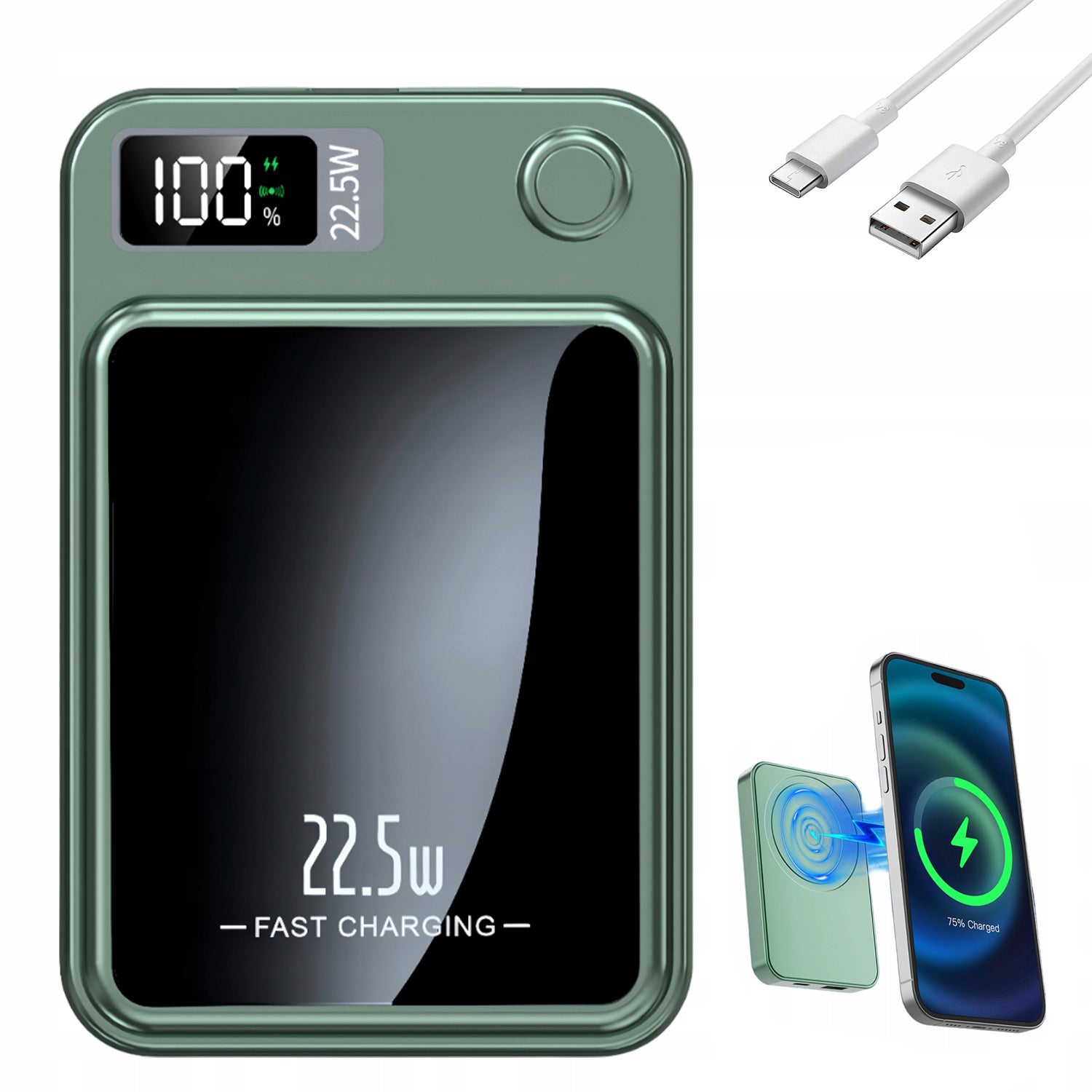 SMALL USB POWER BANK 10000MAH MAGNETIC INDUCTION 22.5W FAST CHARGER