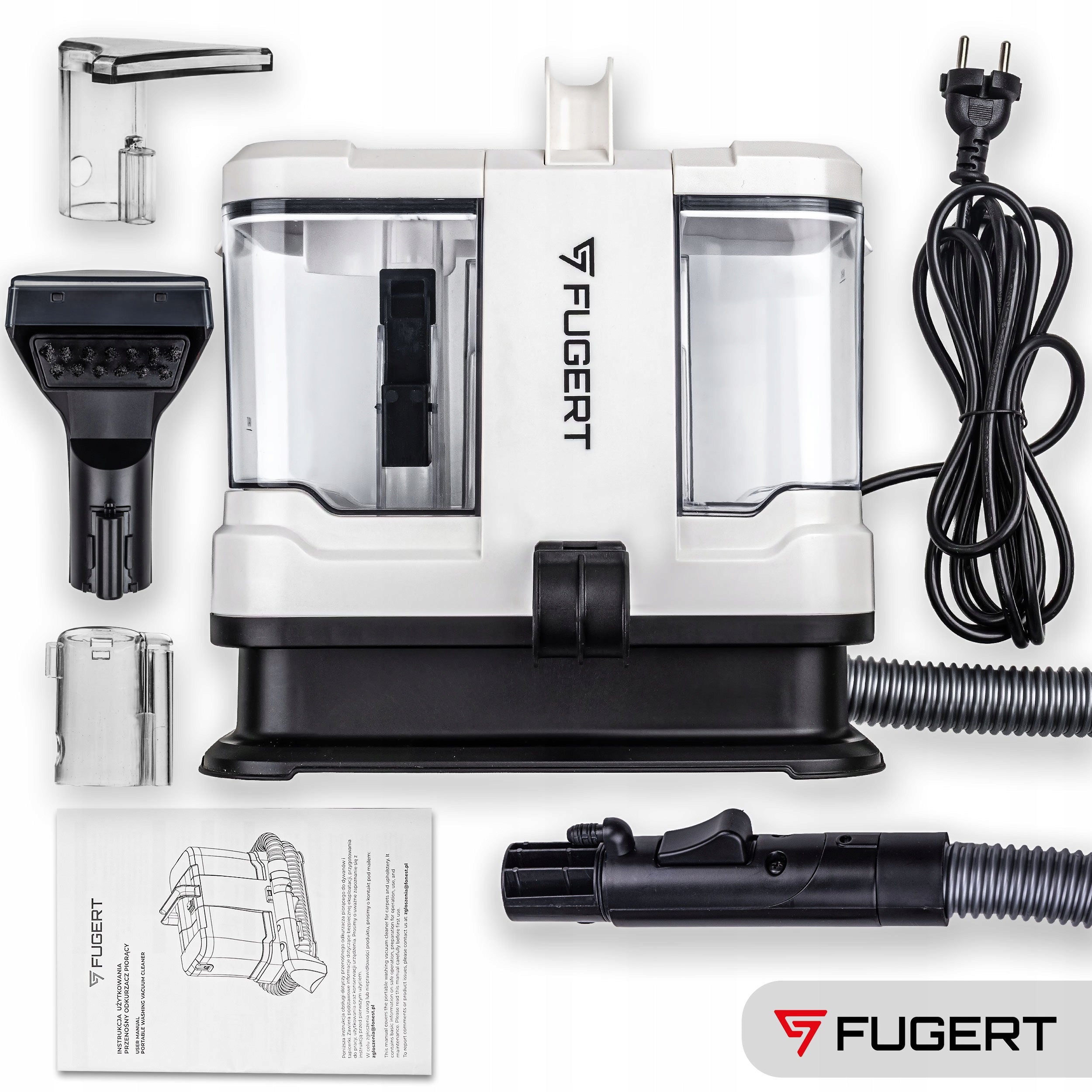 SMALL WASHING VACUUM CLEANER FOR UPHOLSTERY AND CARPETS PORTABLE FUGERT FUG-0249 Packaging status original