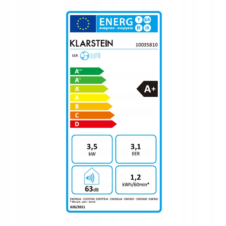 SMART AIR CONDITIONER PORTABLE MOBILE KLARSTEIN 3IN1 AIR CONDITIONING REMOTE CONTROL 3,5KW Manufacturer code 10035810