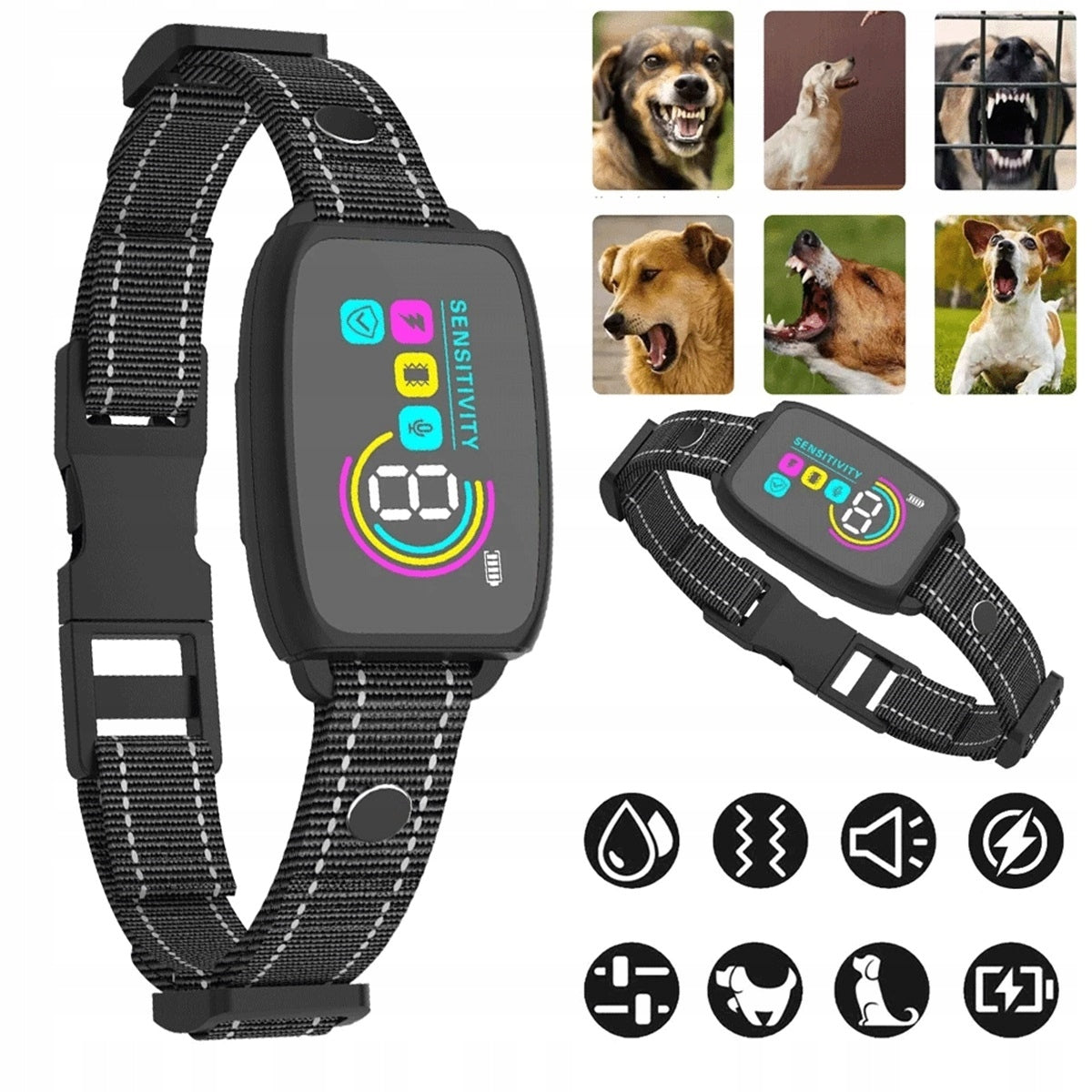 SMART ANTI-BARKING COLLAR WITH 8 LEVELS OF IP67 SENSITIVITY Packaging status original