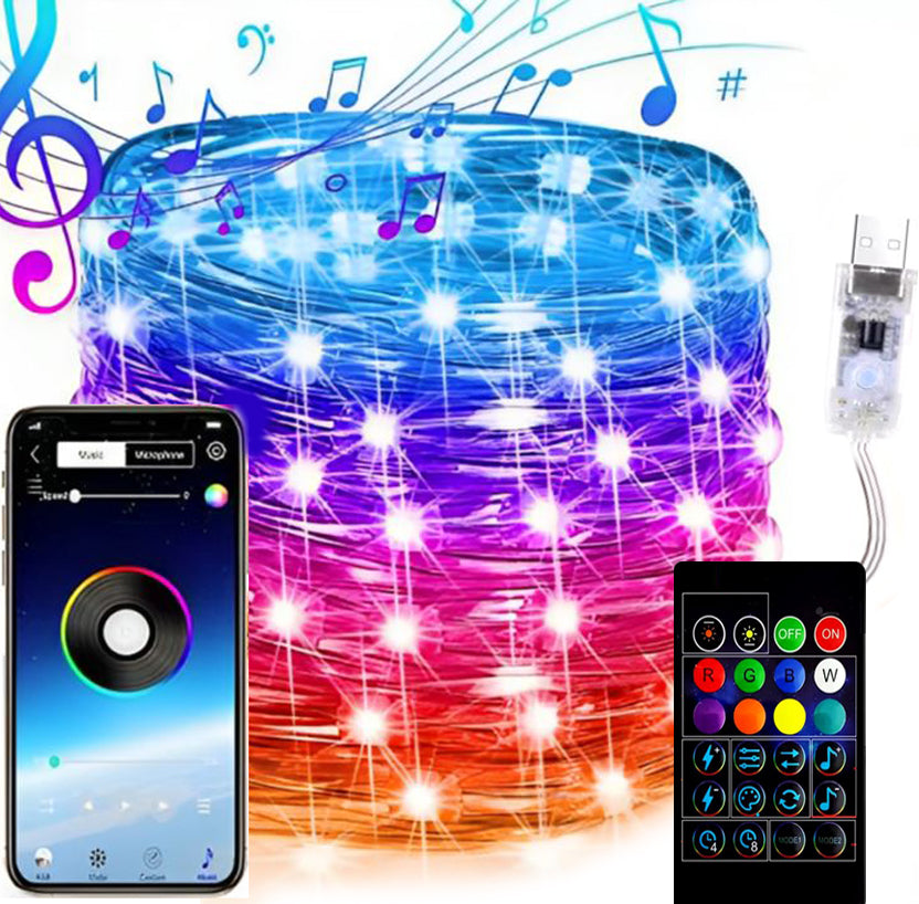 SMART Christmas Tree Lights 200 LED RGB USB Bluetooth 20m App Remote Control Packaging status original
