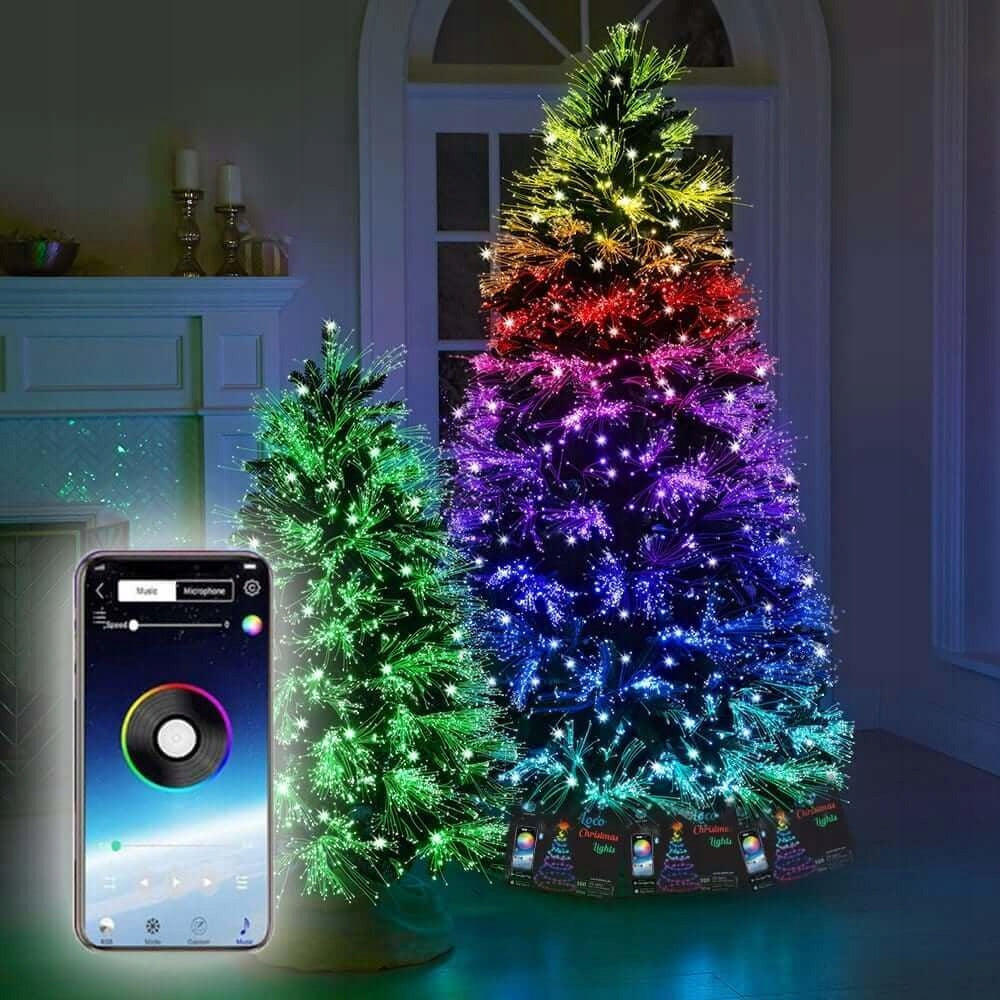 SMART Christmas Tree Lights 200 LED RGB USB Bluetooth 20m App Remote Control