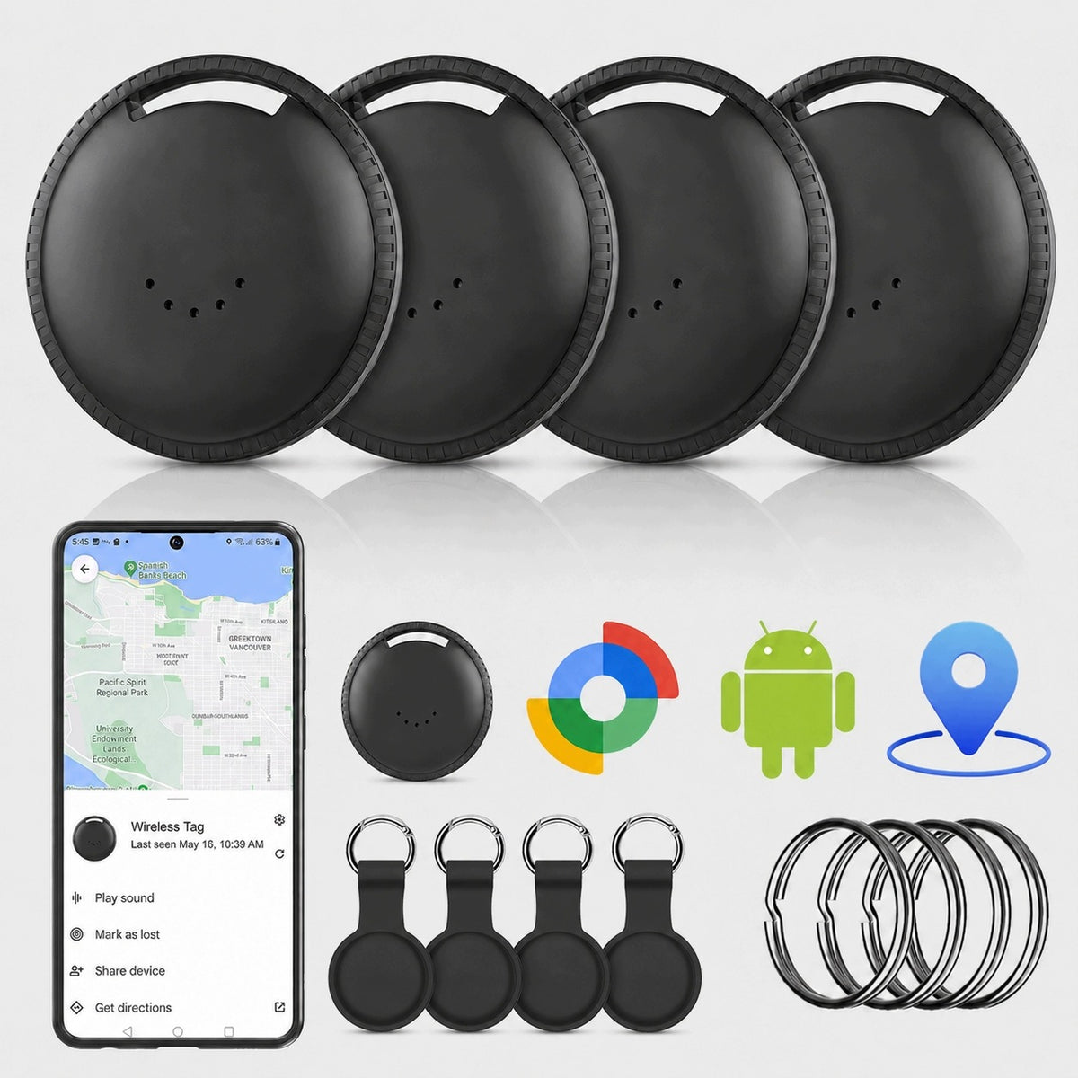 SMART LOCATOR FOR ANDROID SYSTEM MAKES SOUND RINGING 4 PACK