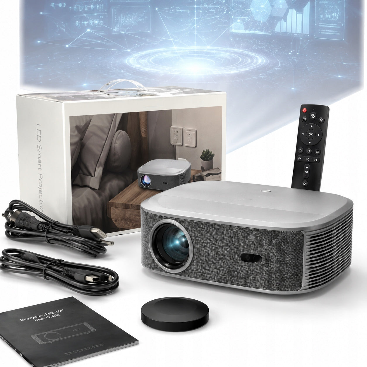 SMART PROJECTOR EVERYCOM HQ11W WIFI6 BLUETOOTH5.0 TWO HDMI PORTS