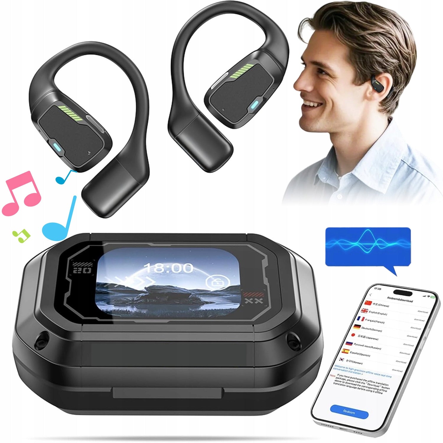SMART TRANSLATOR EARBUDS LIVE SPEECH TRANSLATOR 165 LANGUAGES Manufacturer code 6DZ0321BK717