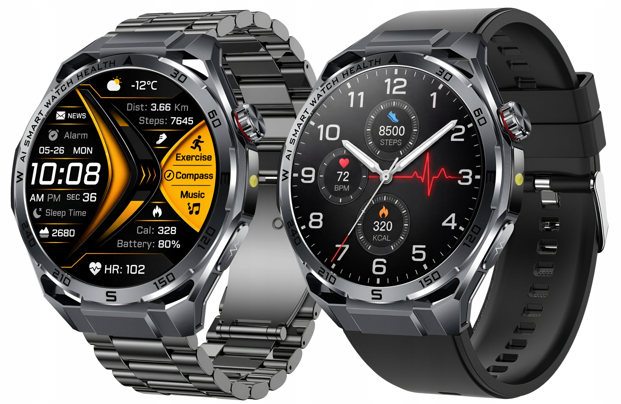SMARTWATCH EKG MEN'S WATCH GLUCOSE MEASUREMENT PPG BLOOD PRESSURE MONITOR TALK PL Packaging status original