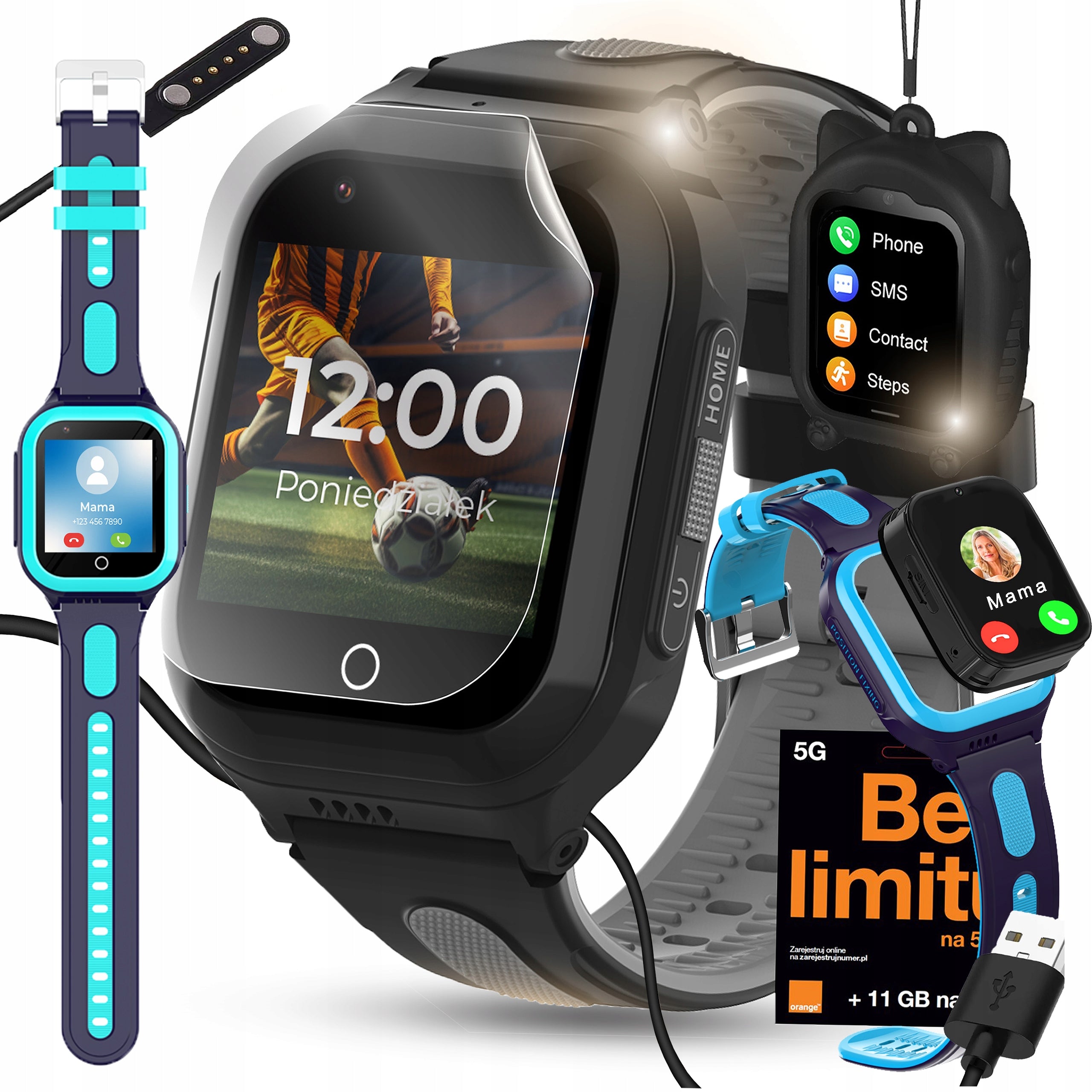 SMARTWATCH WATCH PHONE FOR CHILDREN GPS 4G SMS WITH CHAT GAMES Manufacturer code 63039169