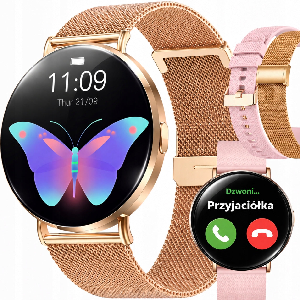 SMARTWATCH WOMEN'S WATCH MENU PL TALK SMS NOTIFICATIONS SPORT AMOLED HD