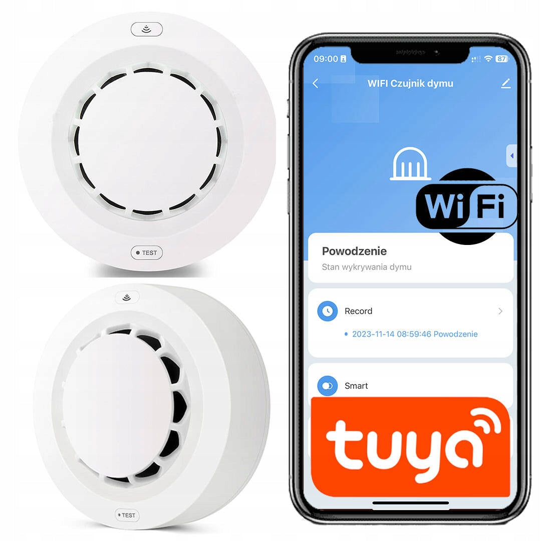 SMOKE DETECTOR WIFI ALARM DETECTOR TUYA SMART WITH SIREN ON BATEIRE