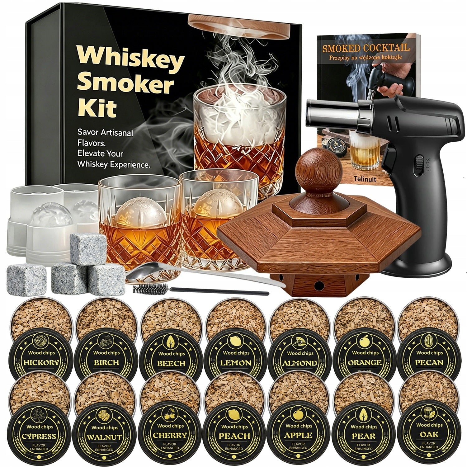 SMOKING SET WHISKEY SMOKER BIRTHDAY GIFT FOR MAN+BURNER