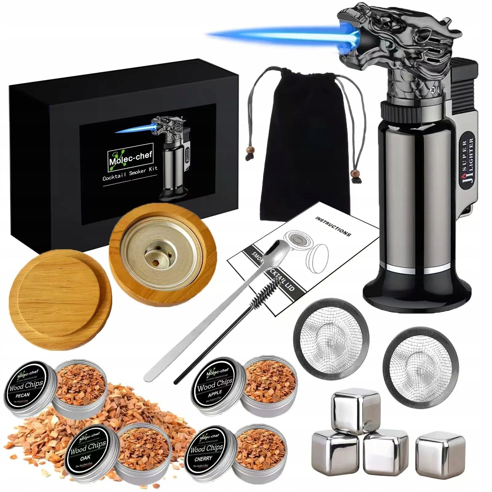 SMOKING SET WHISKEY SMOKER FOR DRINKS BARTENDING SET GIFT GUY