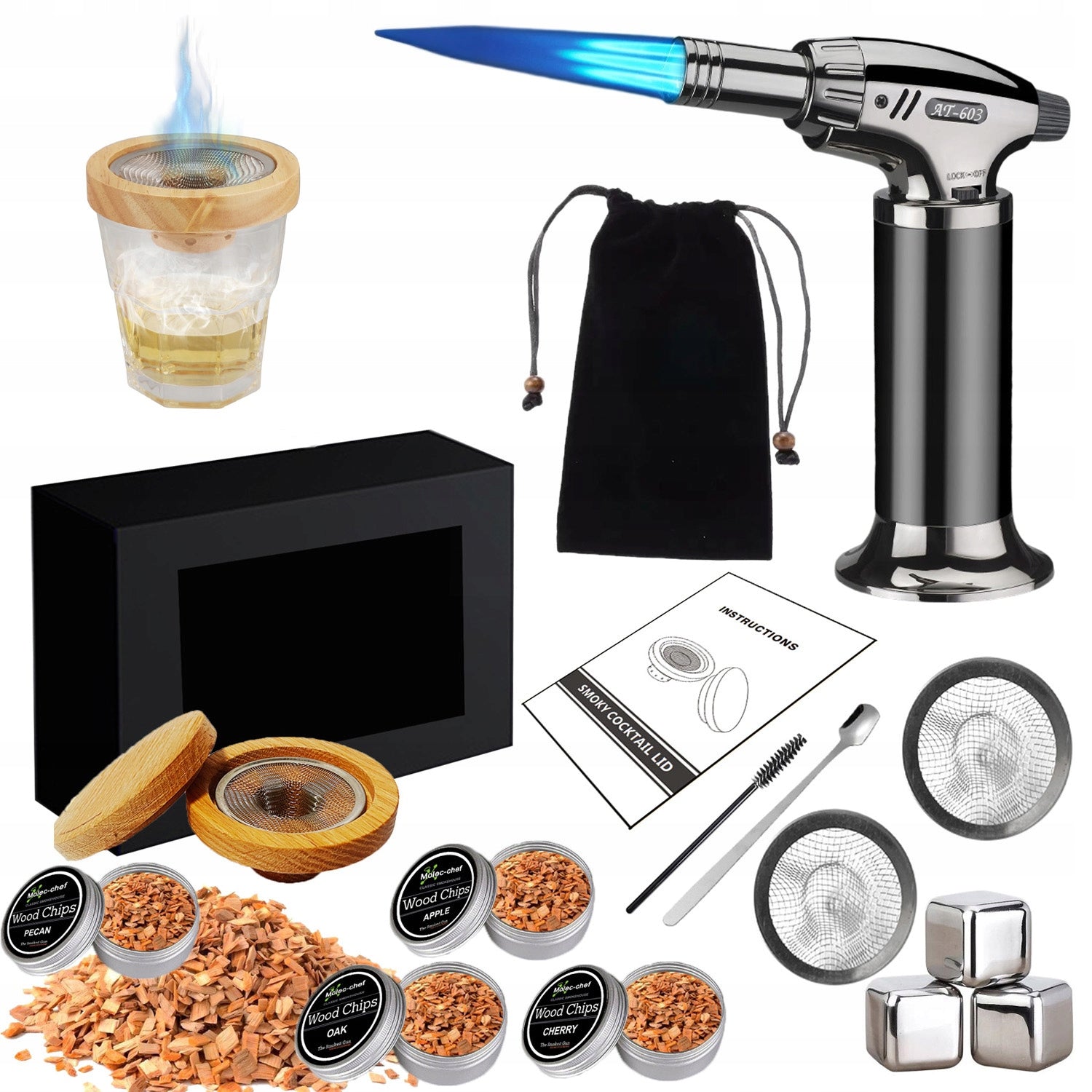 SMOKING SET WHISKEY SMOKER WITH TOOLS GIFT FOR BOYFRIEND AND HUSBAND