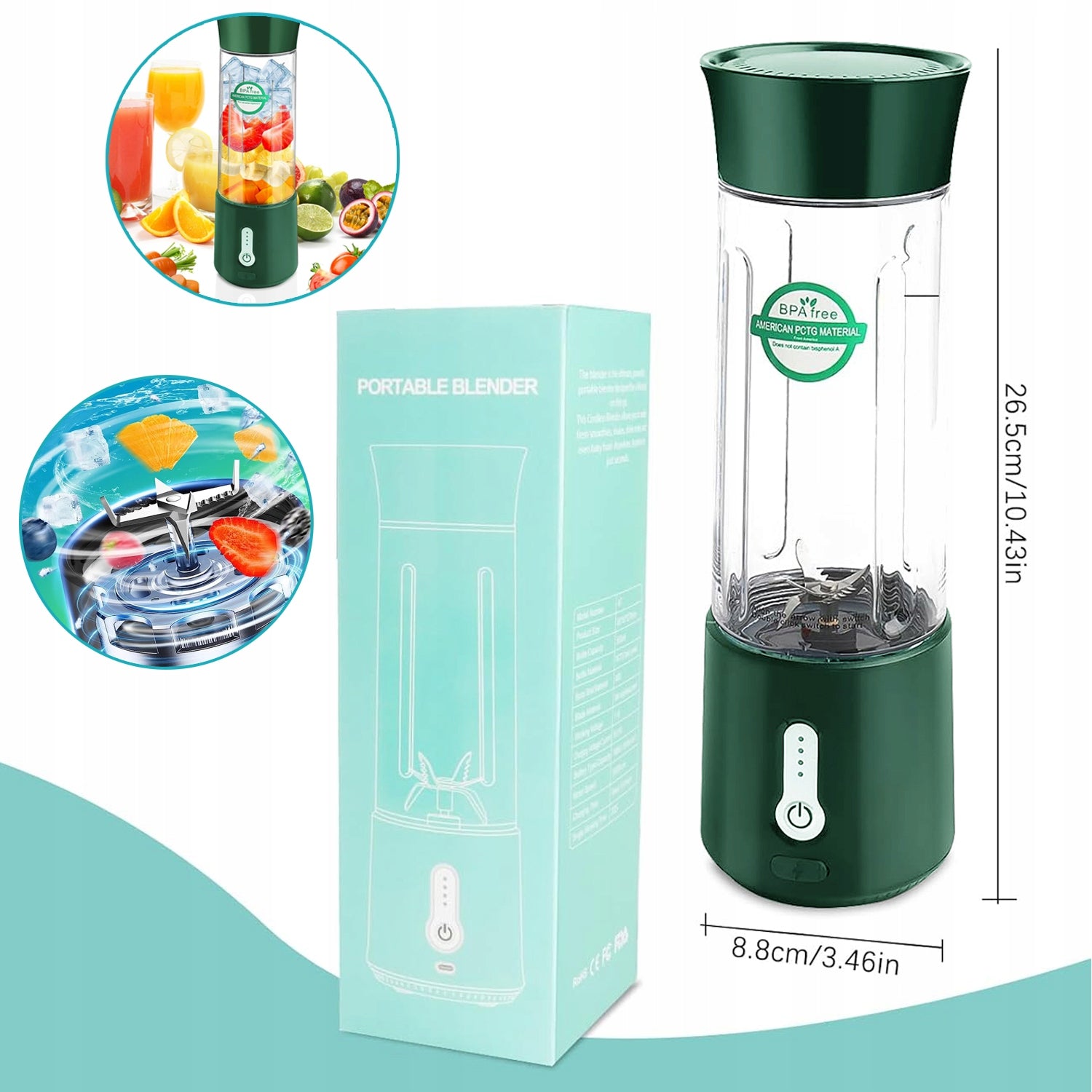 SMOOTHIES BLENDER PORTABLE ELECTRIC CORDLESS SHAKES BOTTLES TRAVEL USB500ML Packaging status original