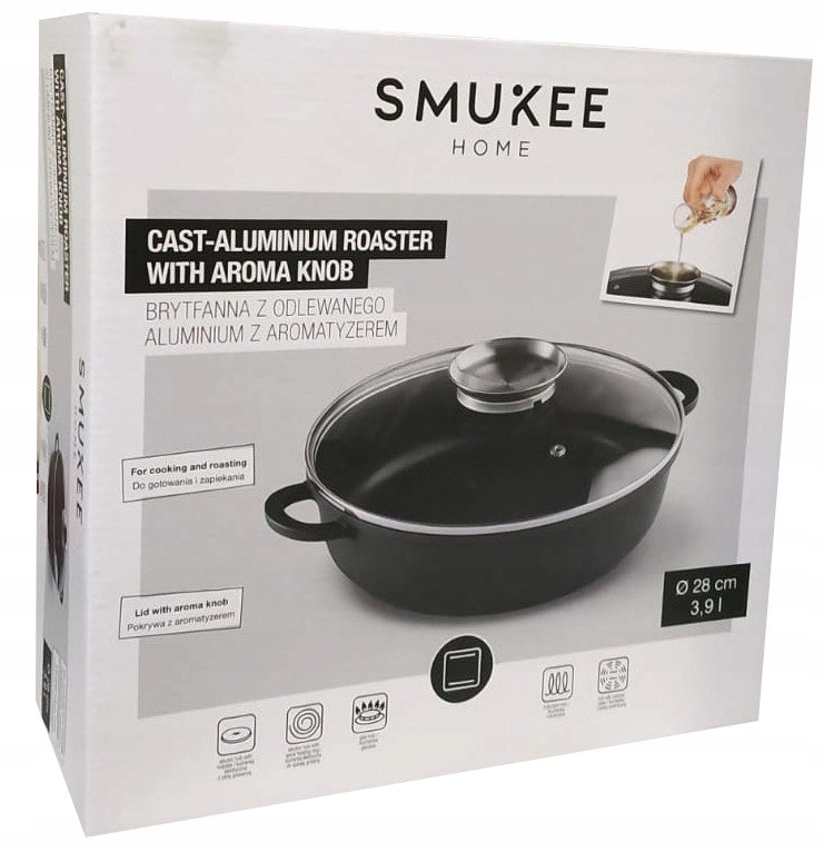 SMUKEE Aluminium round pan 3,9 l with lid and flavouring 840