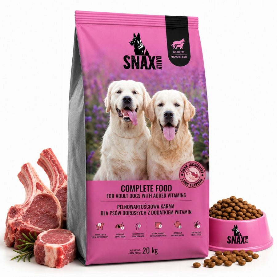 SNAX DAILY Complete Dry Dog Food LAMB with Vitamins 20kg