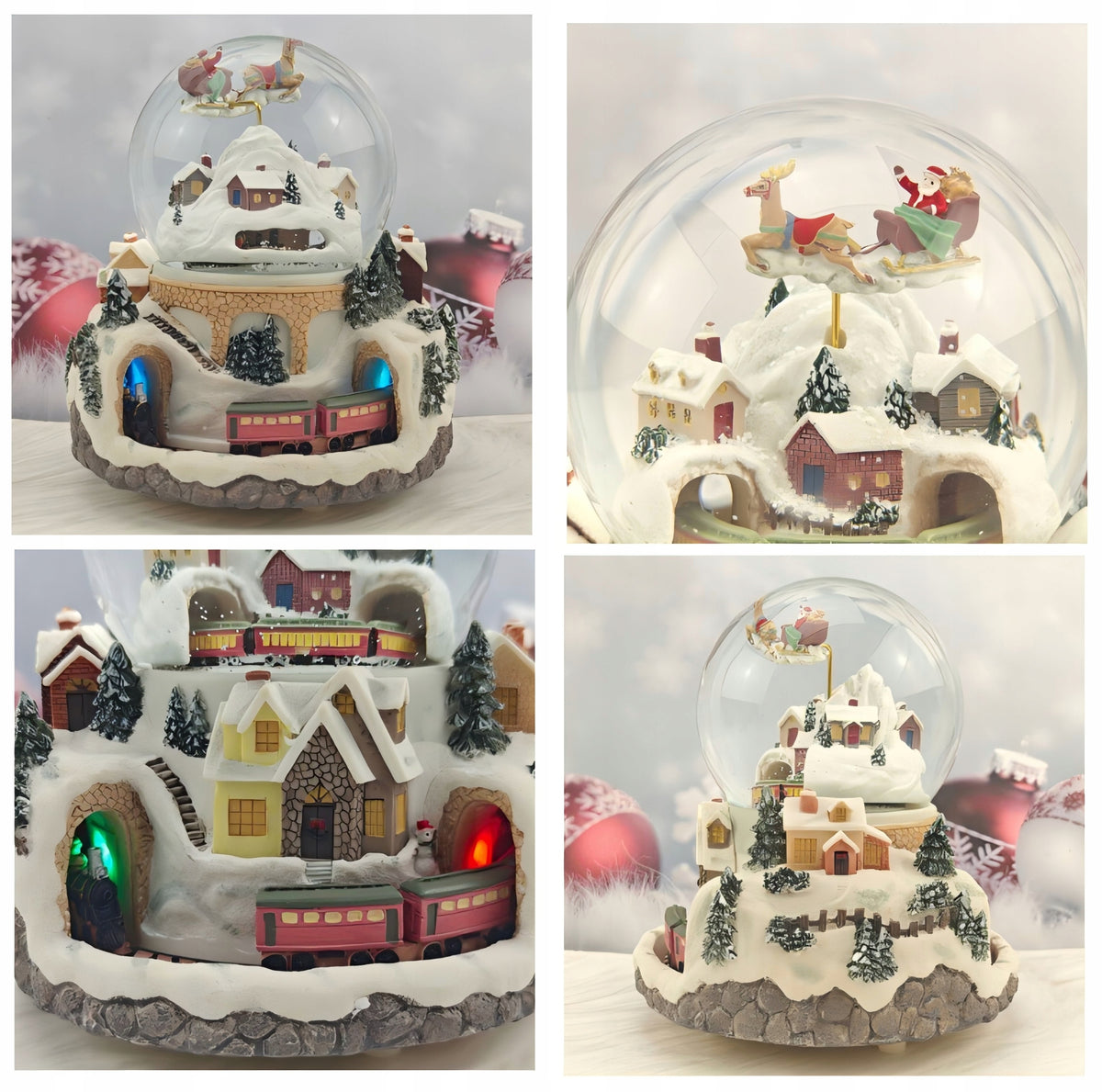 SNOWBALL LED WITH SANTA CLAUS CHRISTMAS MUSIC BOX WITH ROTATING TRAIN 23CM Product height 22 cm