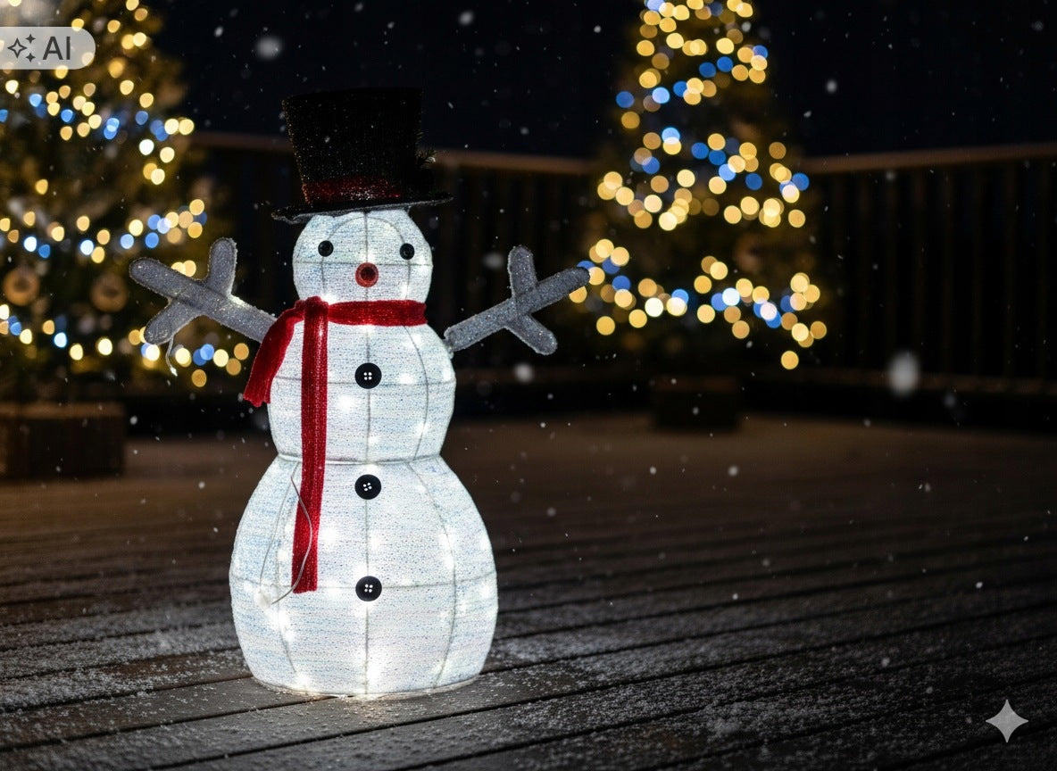 SNOWMAN GLOWING CHRISTMAS DECORATION LED 72 CM WHITE GARDEN ORNAMENT