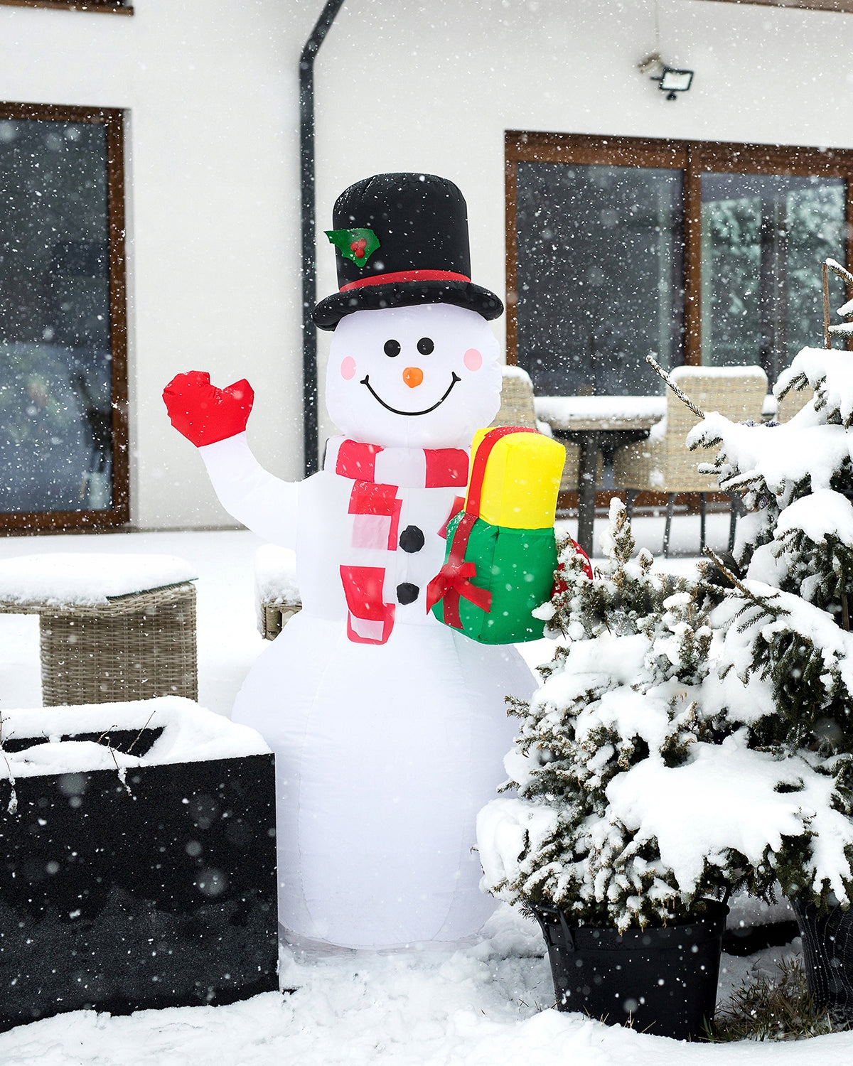 SNOWMAN Inflatable GLOWING LARGE Pumped LED 152cm Blower JUMIhome Packaging status original