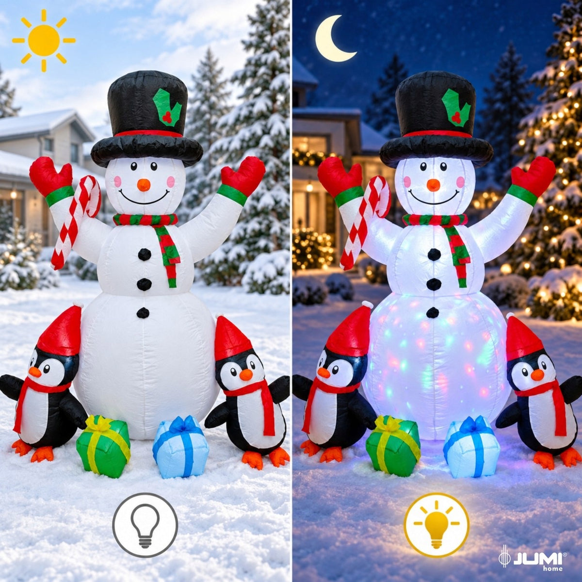 SNOWMAN Inflatable GLOWING LARGE Pumped LED 176cm Blower JUMIhome Packaging status original