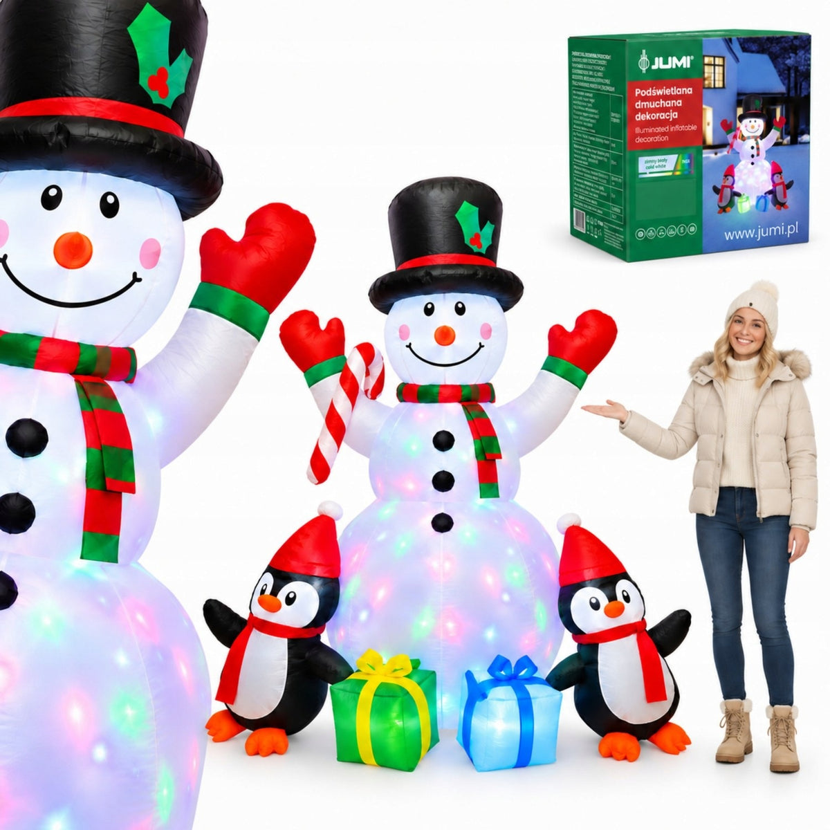 SNOWMAN Inflatable GLOWING LARGE Pumped LED 176cm Blower JUMIhome