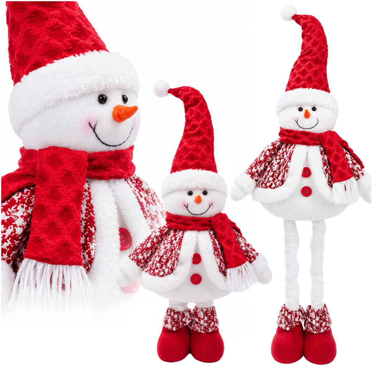 SNOWMAN ON TELESCOPIC LEGS CHRISTMAS GNOME LARGE 60CM WZ6