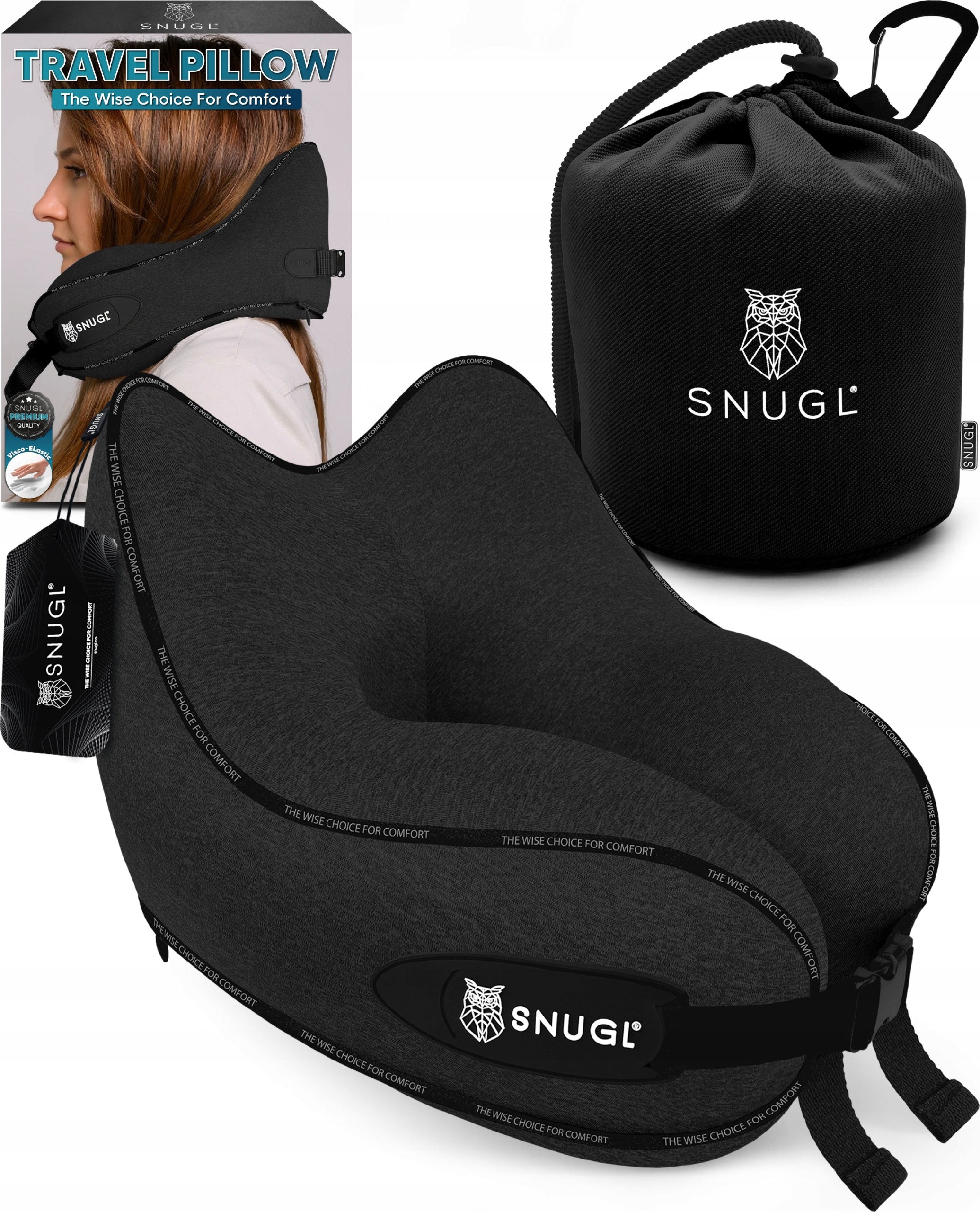 SNUGL TRAVEL PILLOW TRAVEL CROISSANT FOR NECK AND NECK FOR AIRPLANE, SMALL