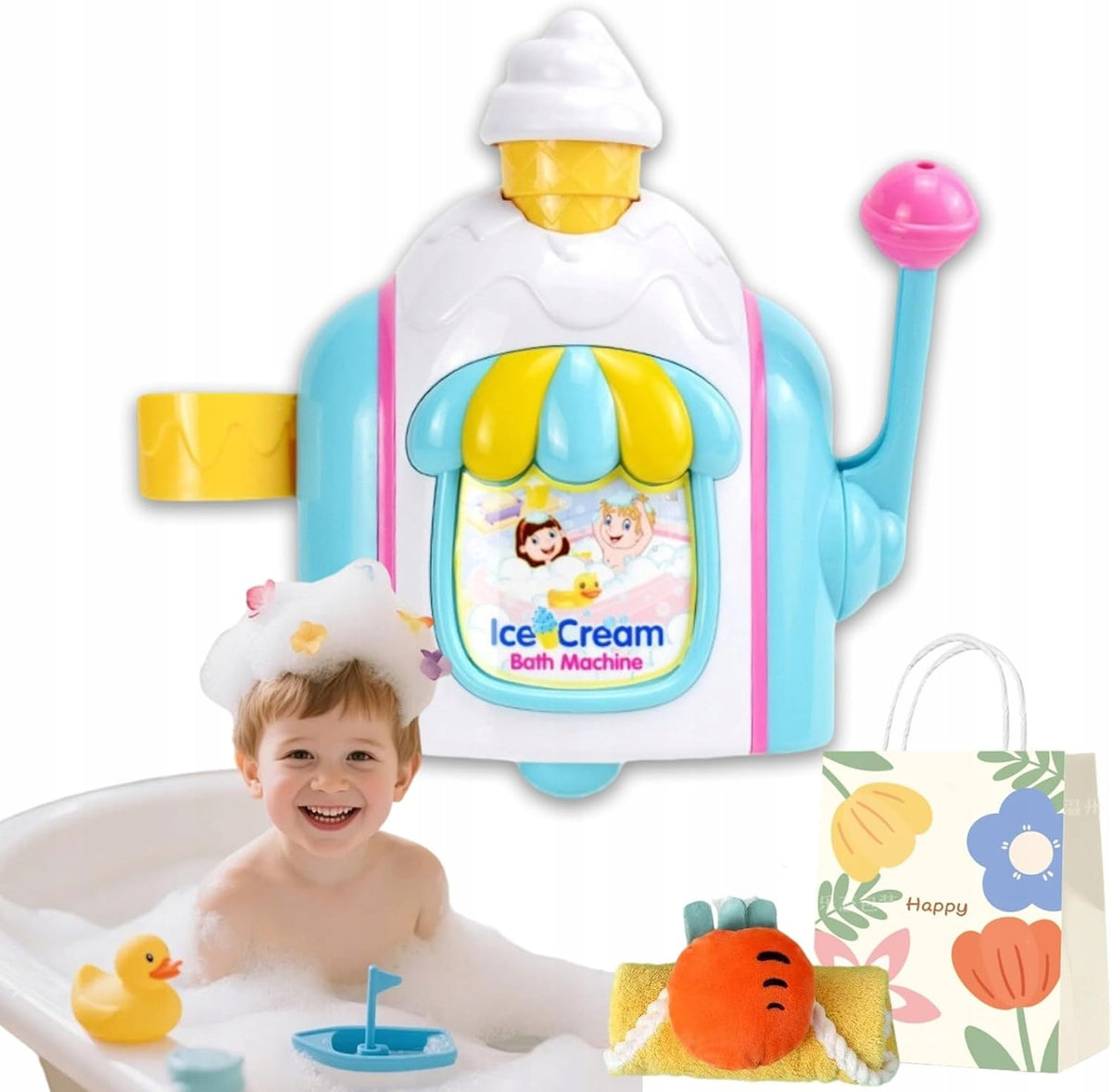 SOAP BUBBLE MAKING MACHINE FOR BATHING ICE CREAM BATH TOY Packaging status original