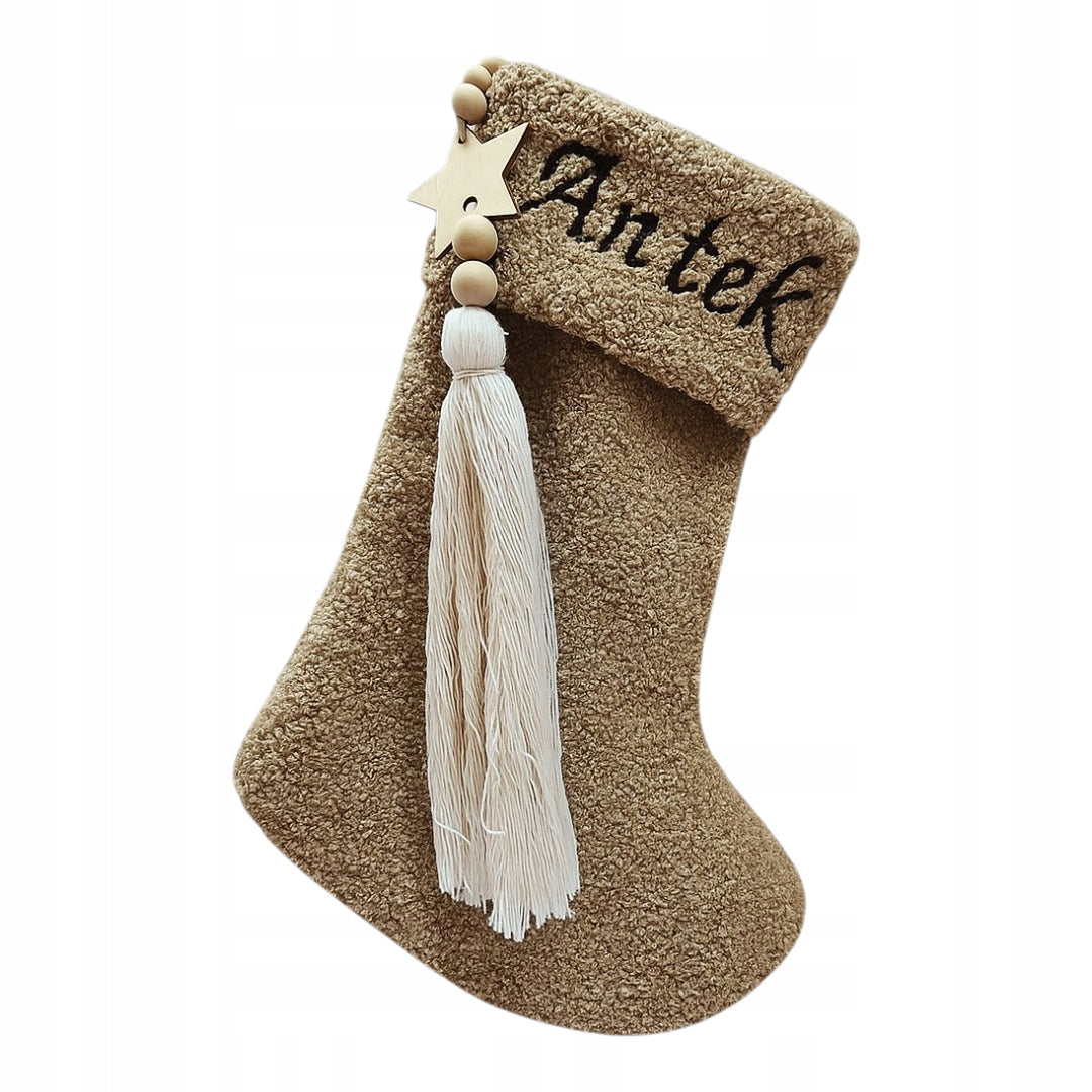 SOCK CHRISTMAS DECORATION FOR FIREPLACE EMBROIDERED NAME GIFT SANTA CLAUS