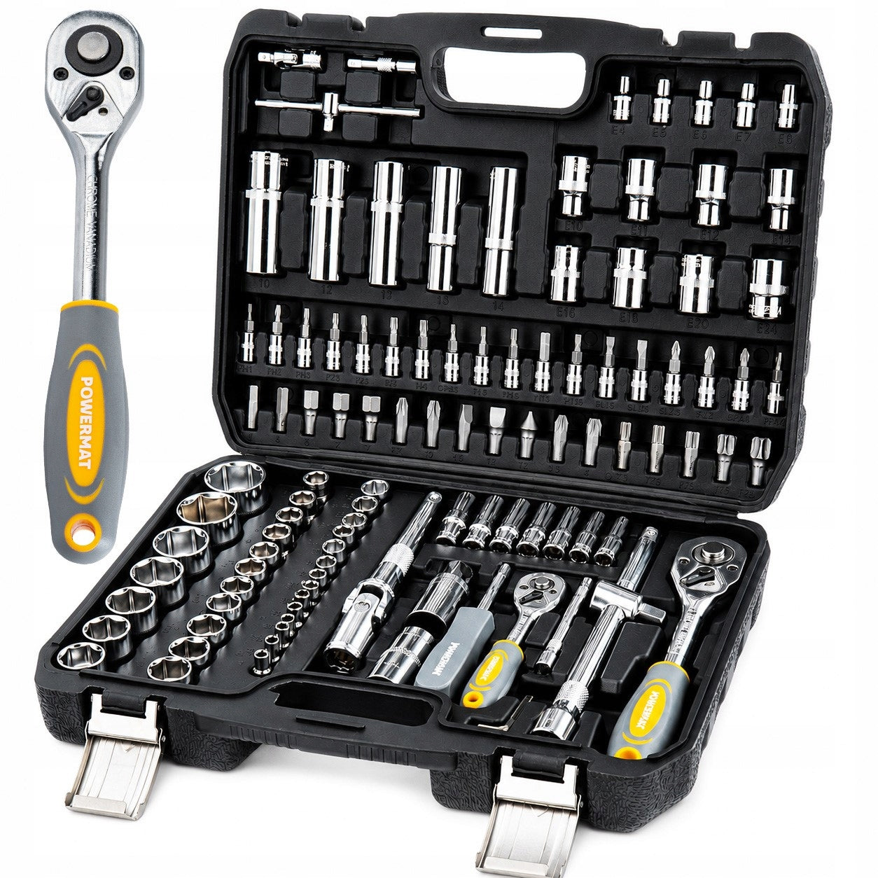 SOCKET WRENCH SET 108 ELEMENTS RATCHET 1/2" 1/4" CrV SUITCASE