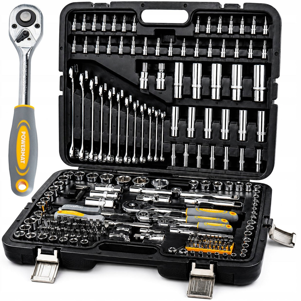 SOCKET WRENCH SET 216 ELEMENTS RATCHET 1/2"3/8"1/4" CrV SUITCASE
