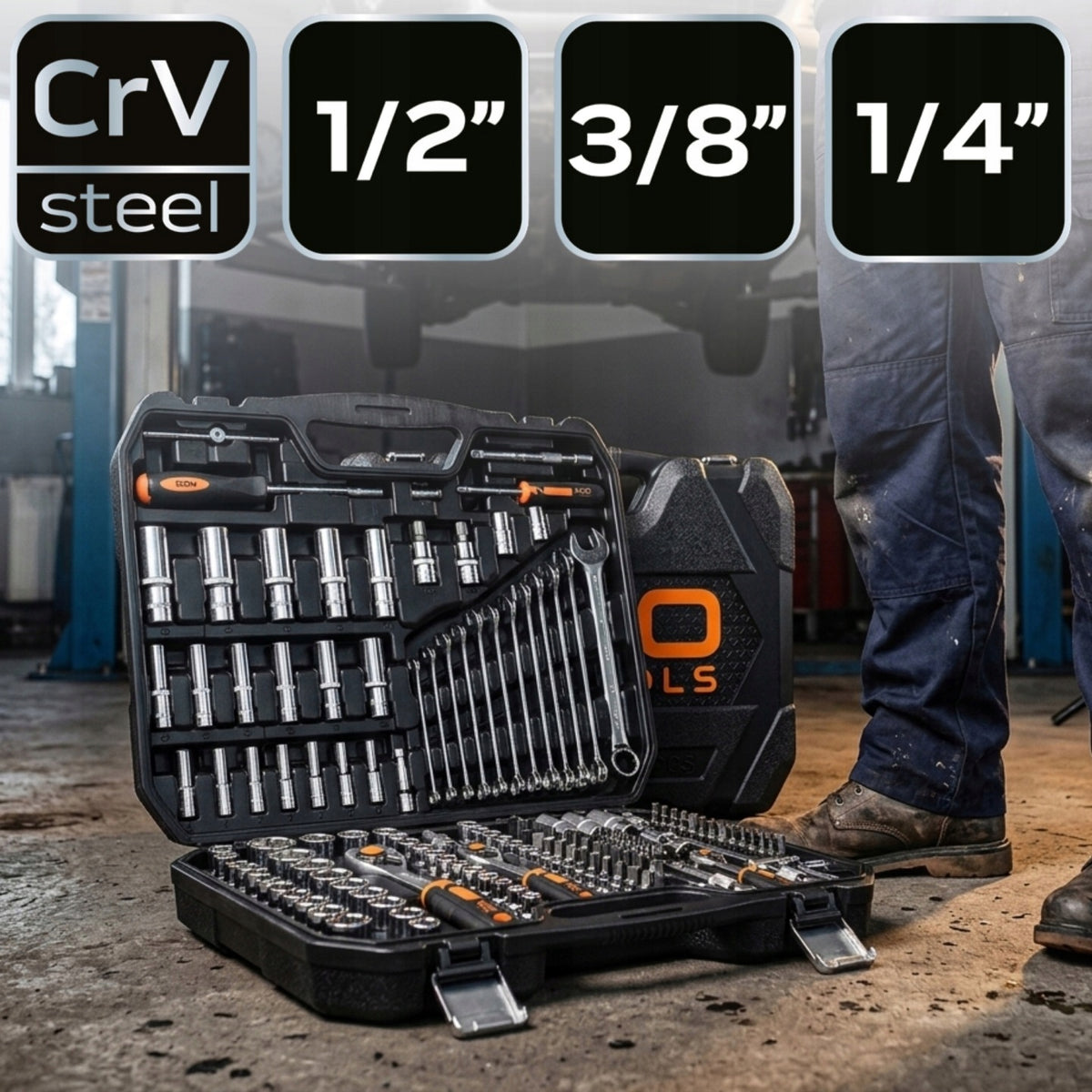 SOCKET WRENCH SET 219 EL. 1/2" 1/4" 3/8" LARGE PROFESSIONAL SET Manufacturer code 10873