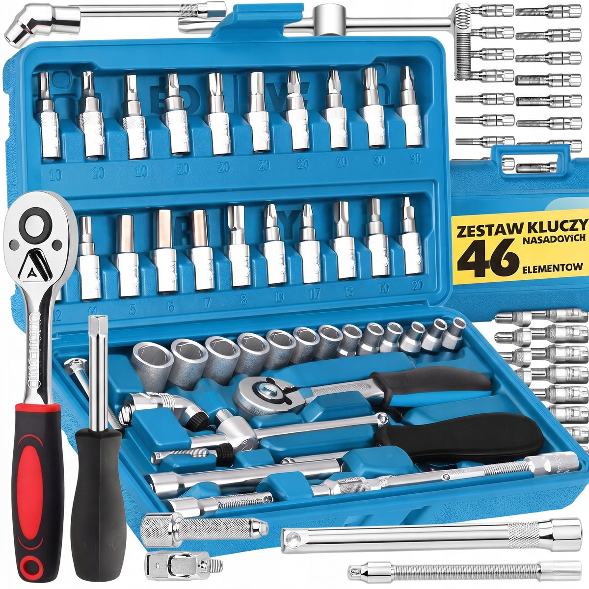 SOCKET WRENCH SET SOCKET TOOL RATCHET CAP 46 EL BITS