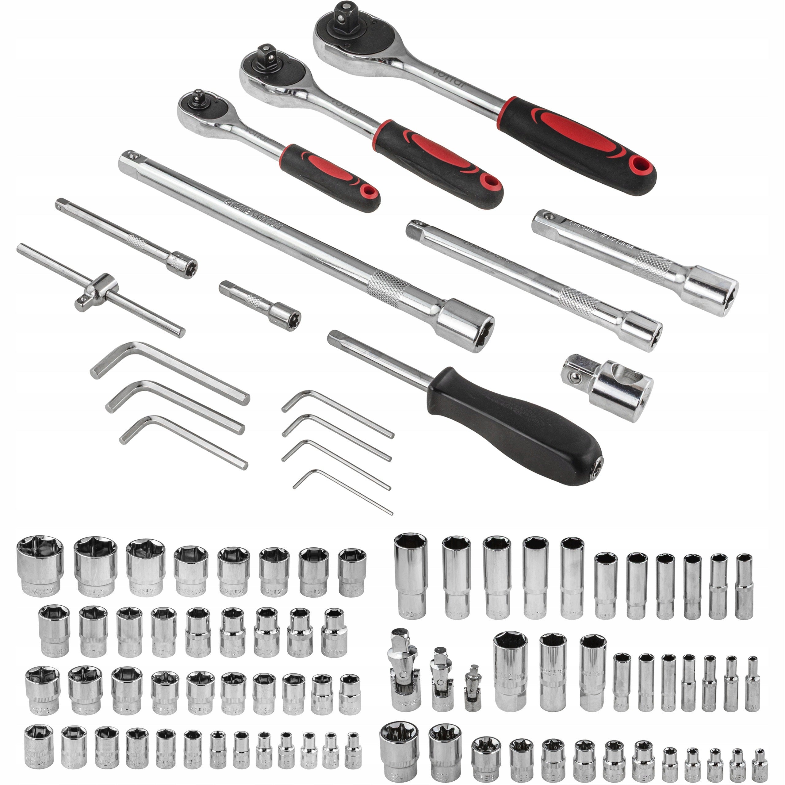 SOCKET WRENCH SET TOOL SOCKET WRENCH 1/2 3/8 1/4 SUITCASE 192 EL Brand Vorfal