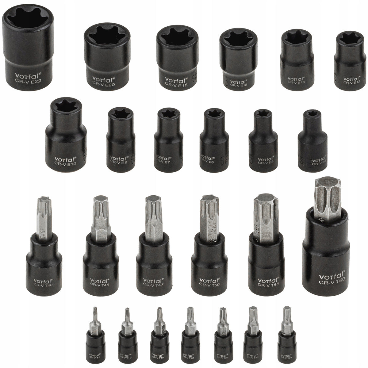 SOCKET WRENCHES TORX BITS INTERNAL 25 EL E-TORX 1/4″ 3/8″ 1/2″CRV Brand Vorfal