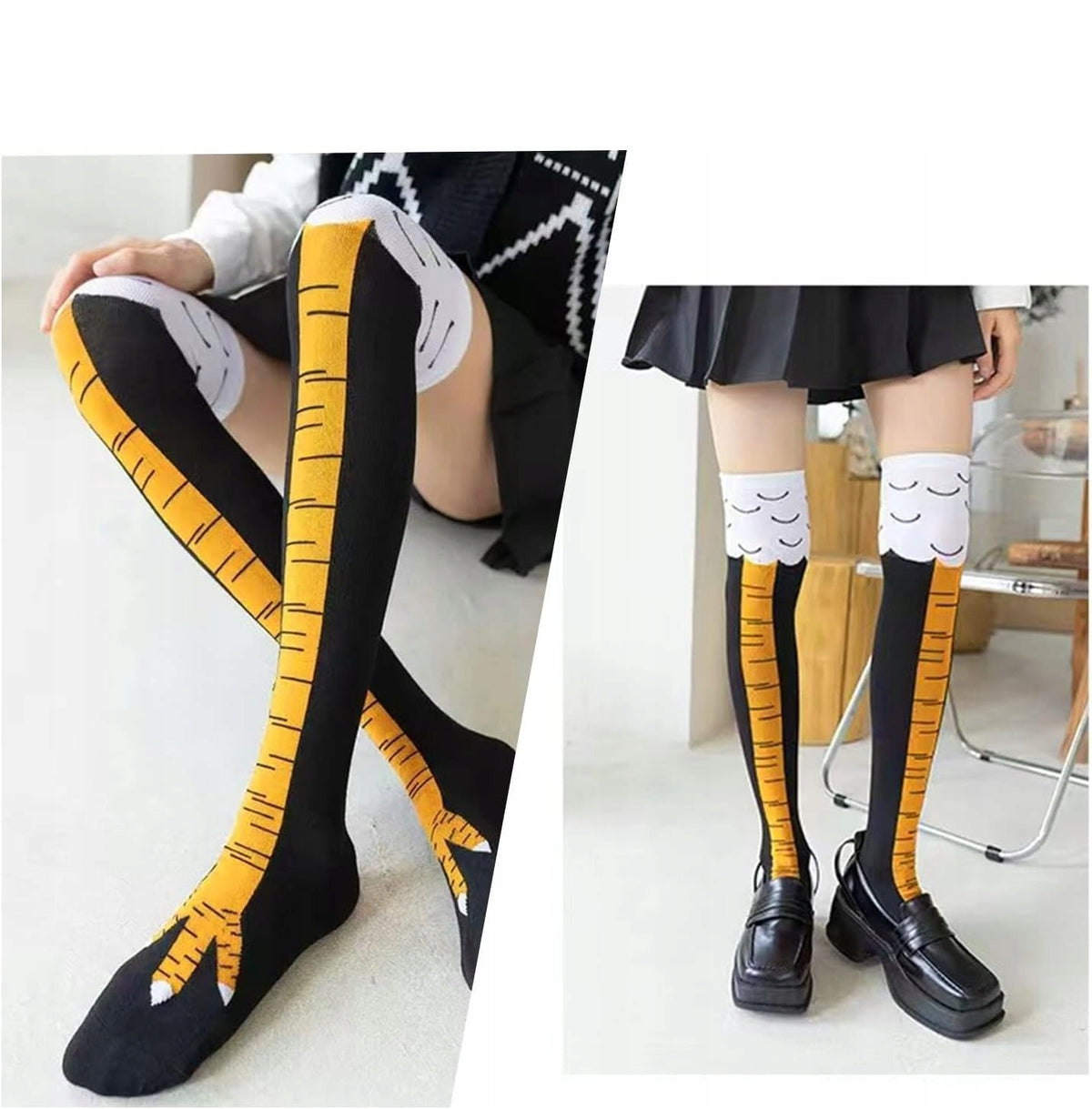 SOCKS 2 PIECES CROW'S FEET CARTOON KNITTED FUNNY WARM Brand no brand