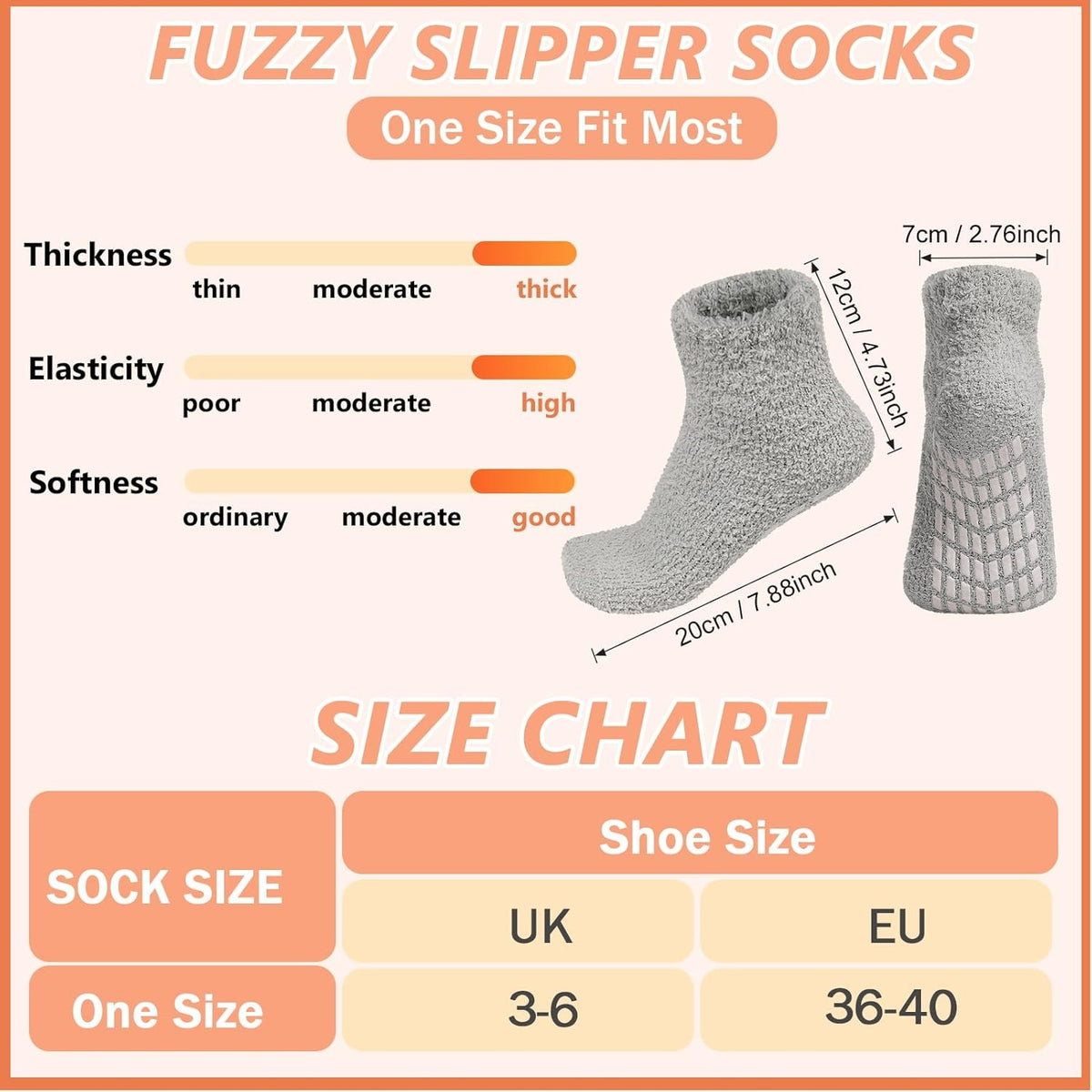 SOCKS 3 PAIRS NON-SLIP WARM FLUFFY THERMAL THICK SOFT Brand no brand
