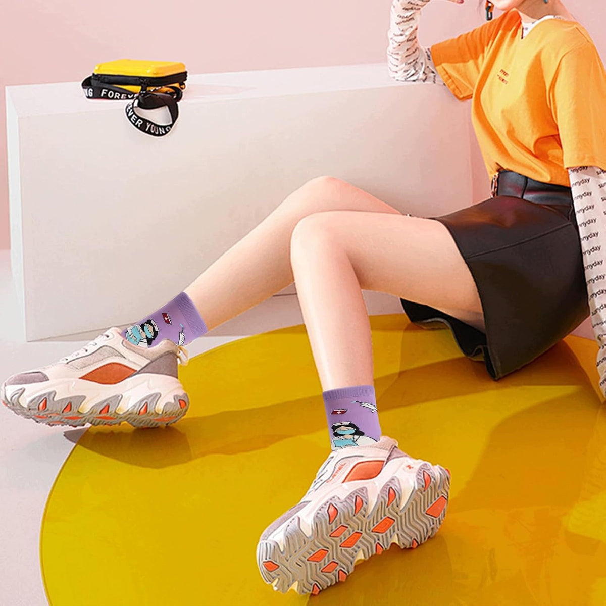 SOCKS 39-42 COTTON COLORFUL PATTERNS FUN LIFE UNISEX Brand no brand