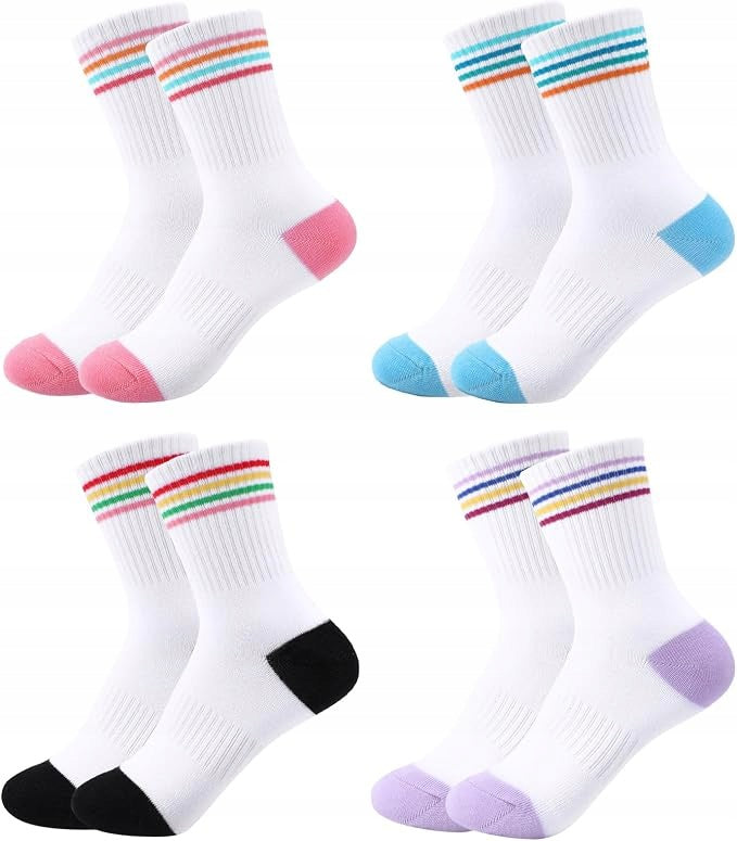 SOCKS 4 PAIRS COTTON WHITE BREATHABLE COMFORTABLE SPORTS