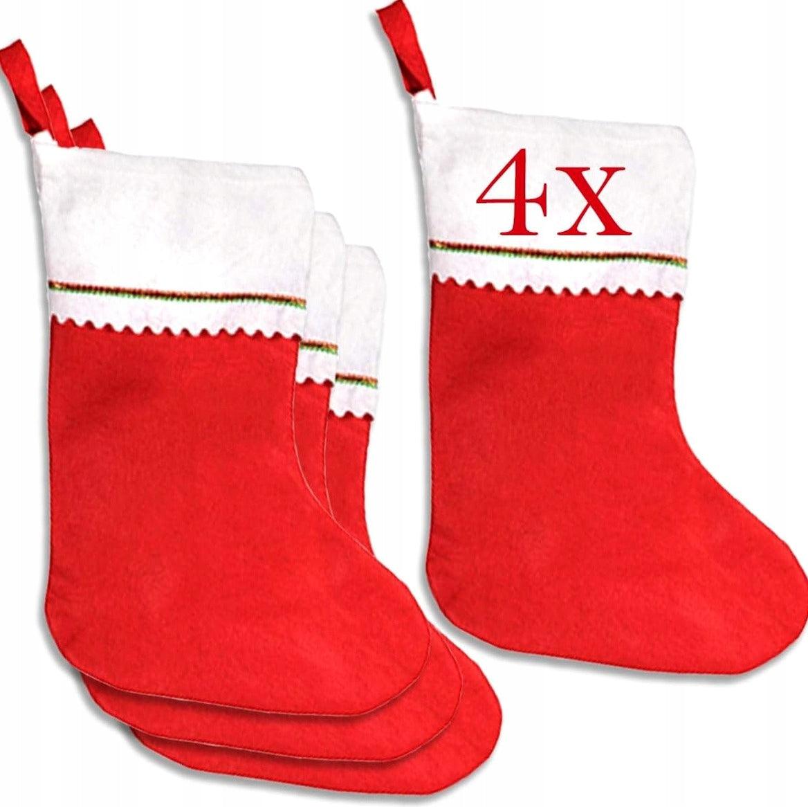 SOCKS 4 PIECES CHRISTMAS LARGE DECORATIVE HANGING FILLINGS GIFTS