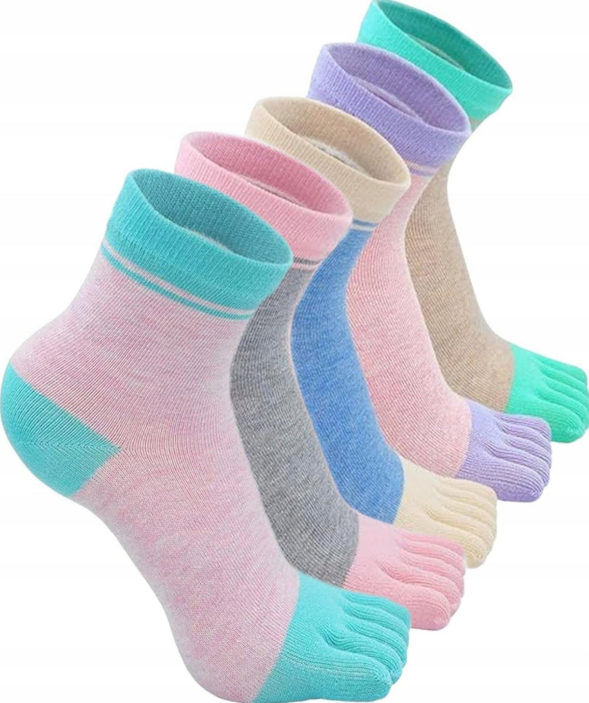 SOCKS 5 PAIRS FINGERS COTTON COLORFUL BREATHABLE SPORTS COMFORT