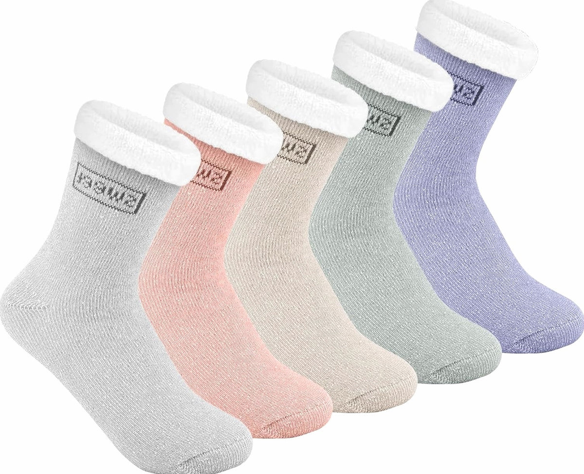 SOCKS 5 PAIRS THICK WARM FLUFFY WOMEN'S WINTER UNIFORM PATTERN