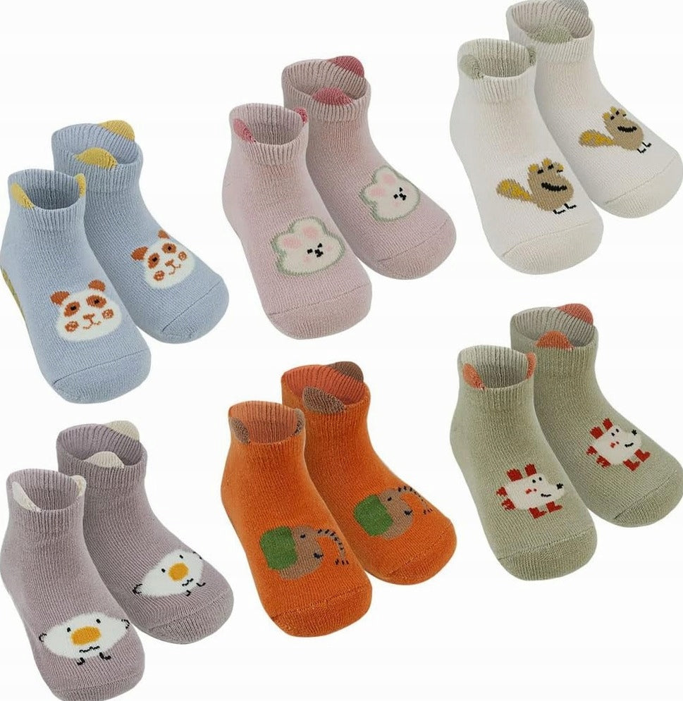 SOCKS 6 PAIRS NON-SLIP CHILDREN'S COTTON SOFT MEDIUM THREE
