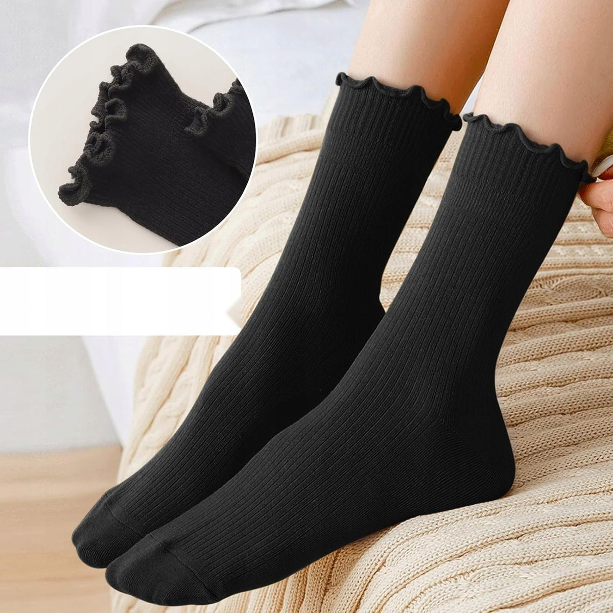 SOCKS 6 PAIRS WOMEN'S ANKLE SOCKS WITH FRILLS COTTON SET Brand no brand
