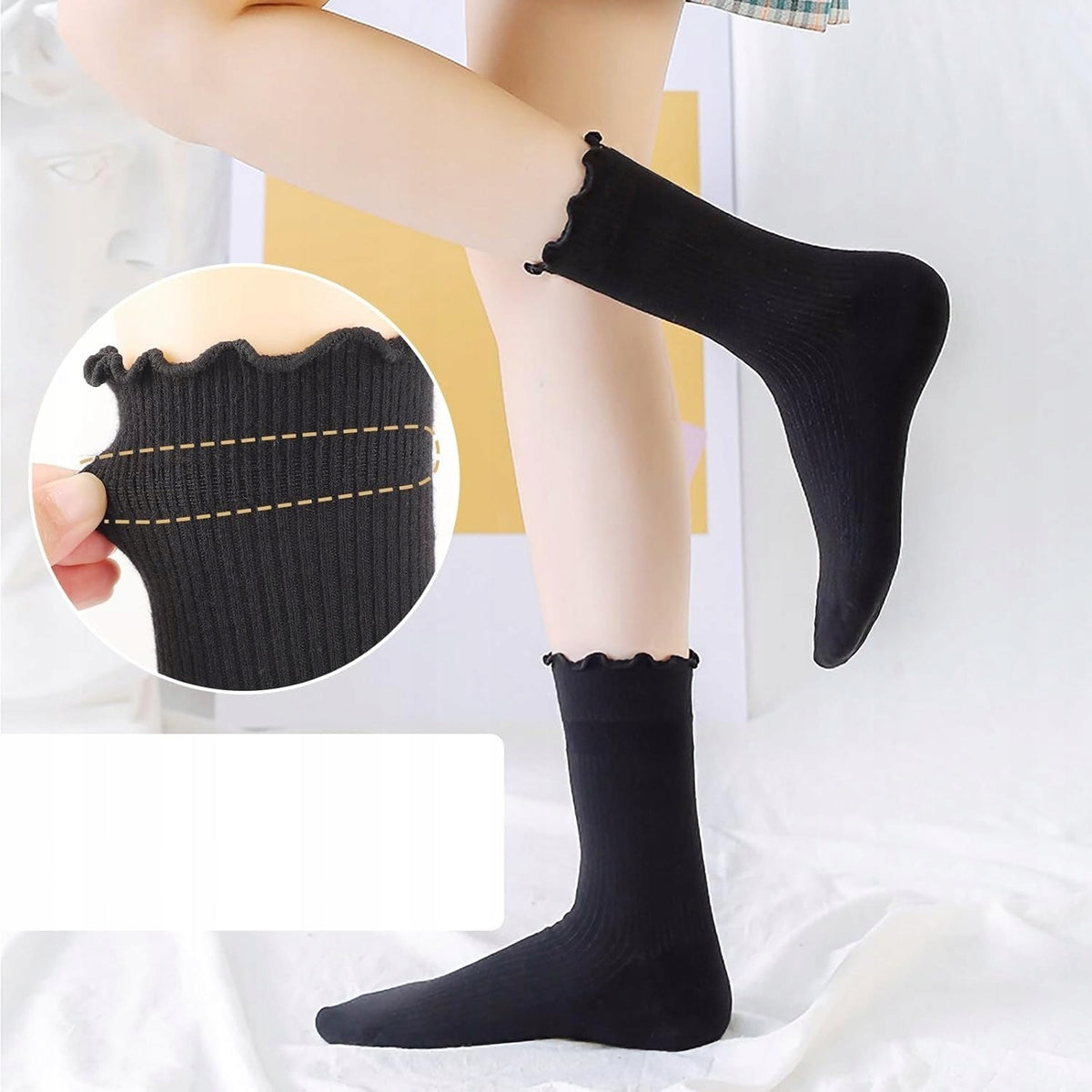 SOCKS 6 PAIRS WOMEN'S ANKLE SOCKS WITH FRILLS COTTON SET Manufacturer code 5908140480193
