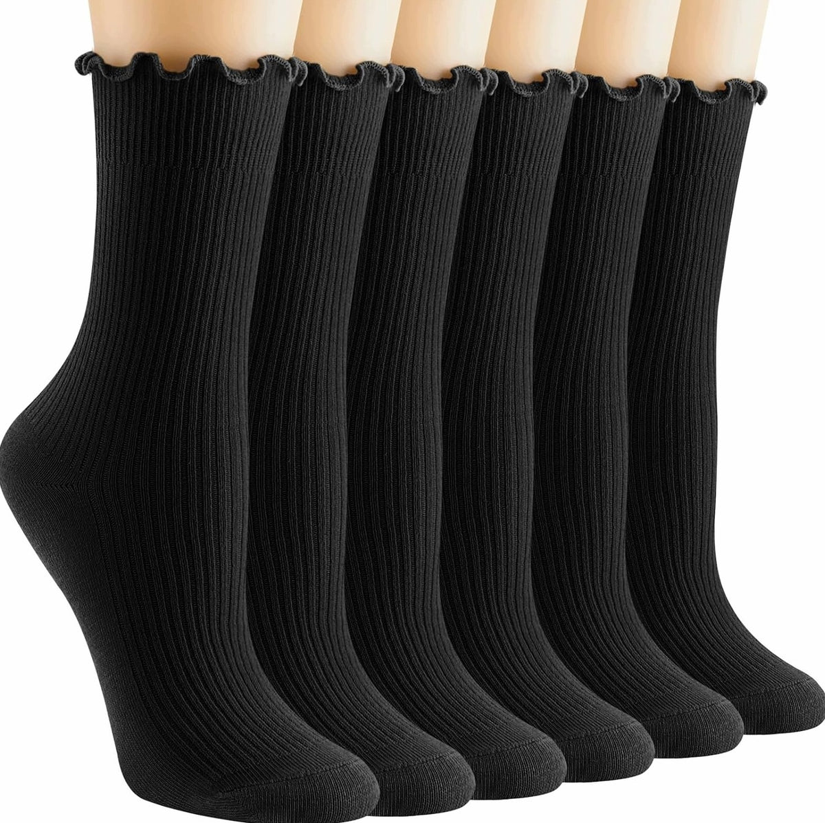 SOCKS 6 PAIRS WOMEN'S ANKLE SOCKS WITH FRILLS COTTON SET