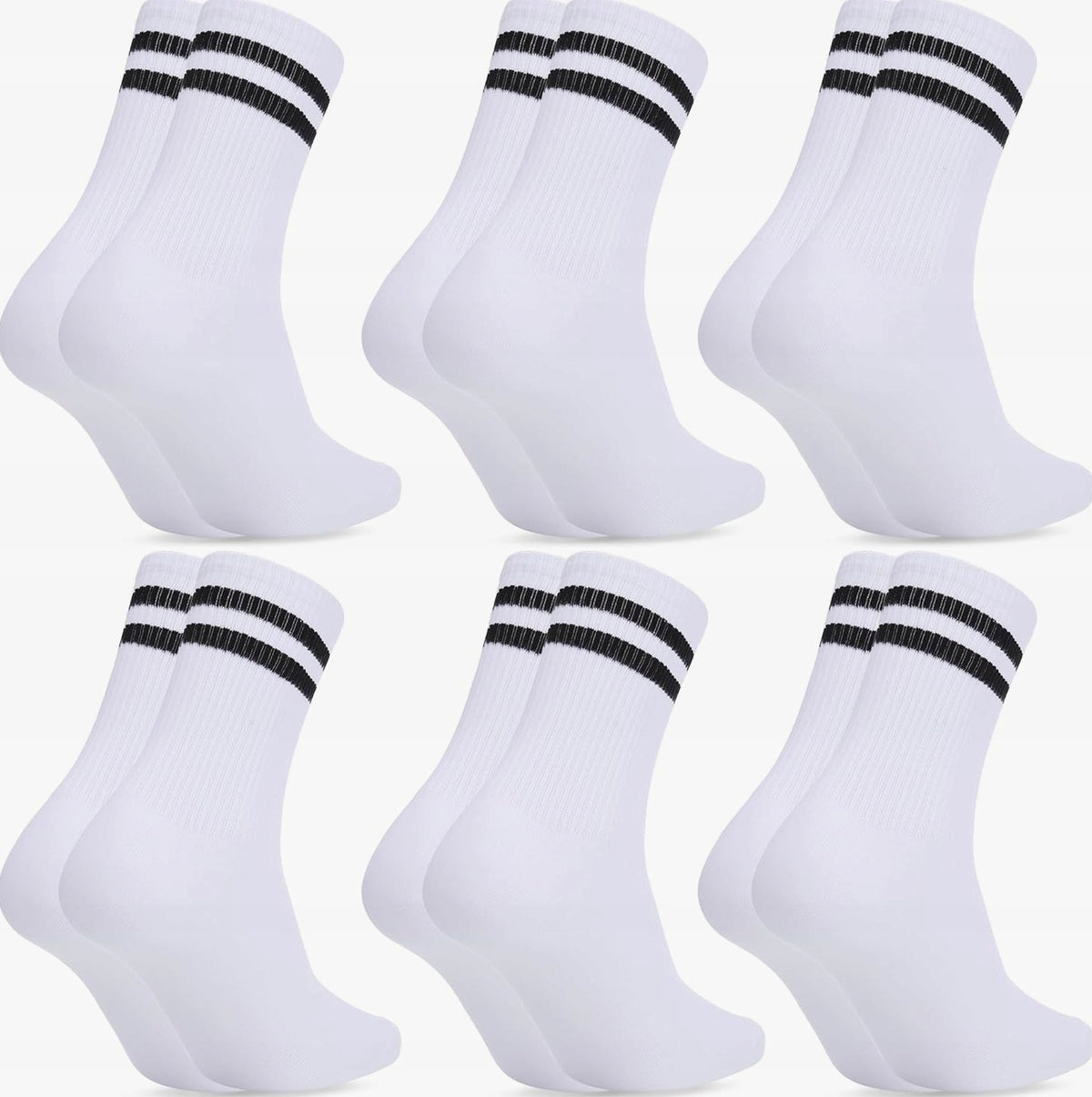 SOCKS 6 PAIRS WOMEN'S WHITE BREATHABLE HIGH COTTON SOFT COMFORTABLE